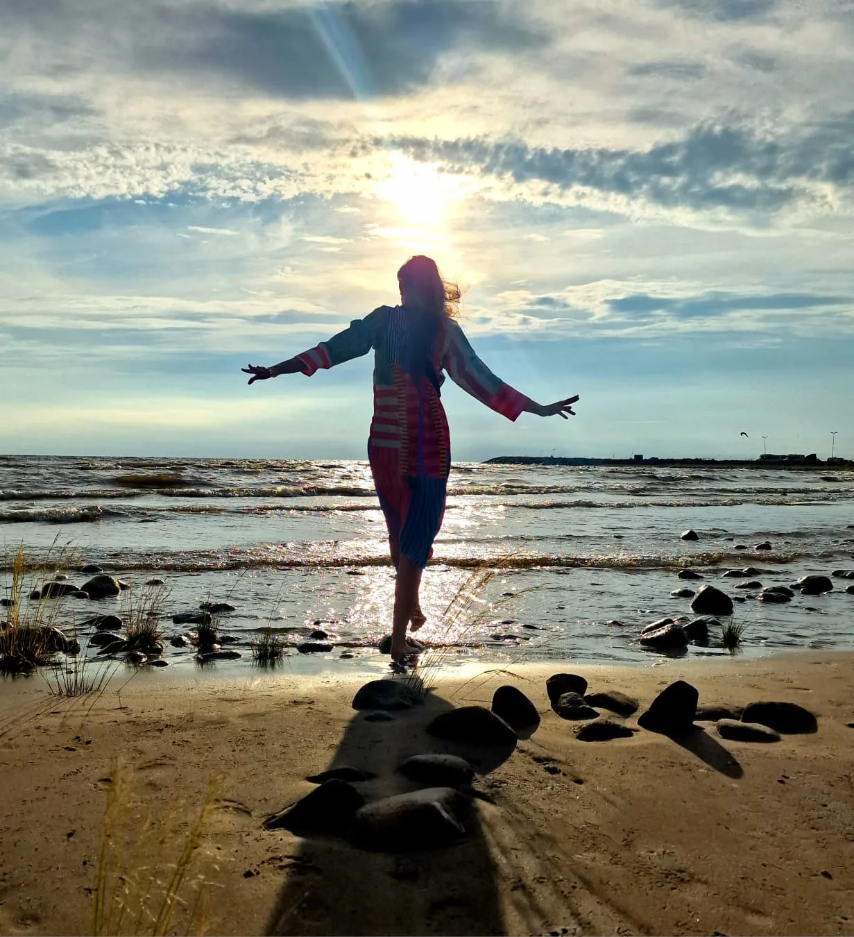 Linda on the shore in Hailuoto